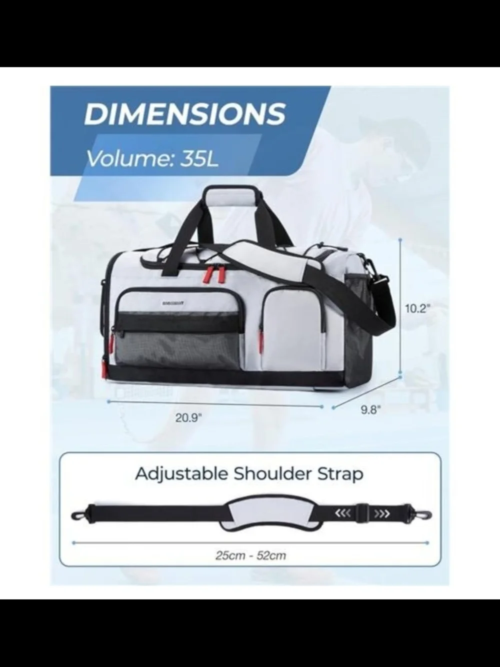 Convertible Light Gray Men's Duffel Backpack - Bagsmart